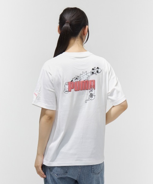 PUMA（プーマ）の「【別注】プーマ PUMA ANIMAL GRAPHIC TEE 限定コラボ（Tシャツ/カットソー・レディース・ピンク/ホワイト/グレー・S/M/L/XL）」の5枚目の写真