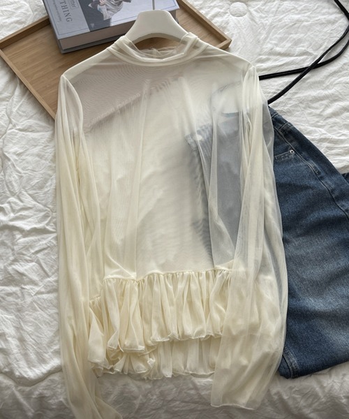 by LEGNA(バイレグナ)の「裾フリルシアートップス(Tシャツ/カットソー・レディース・ブラウン/ホワイト/ベージュ/ブラック・FREE)」の4枚目の写真