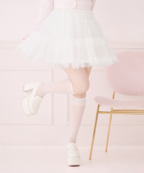 Pal elfy(パルエルフィー)の「ボリュームチュールミニスカート(スカート・レディース・オフホワイト/ブラック・フリー)」の1枚目の写真