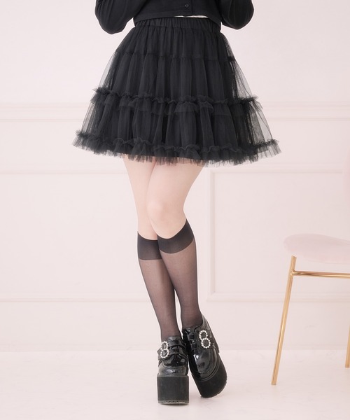 Pal elfy(パルエルフィー)の「ボリュームチュールミニスカート(スカート・レディース・オフホワイト/ブラック・フリー)」の2枚目の写真