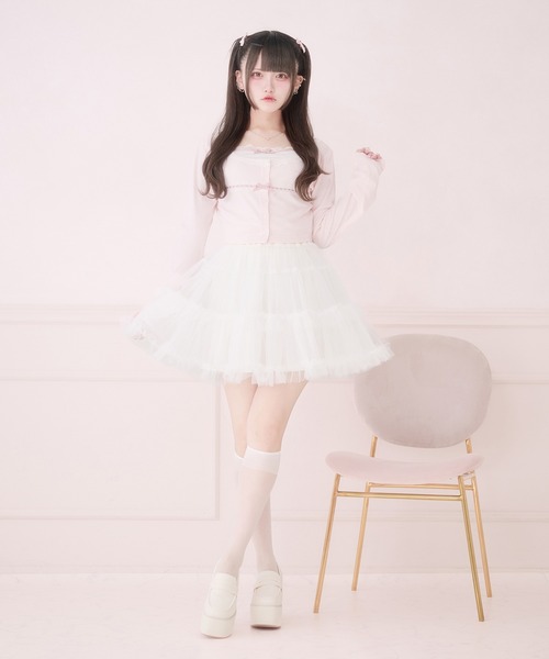Pal elfy(パルエルフィー)の「ボリュームチュールミニスカート(スカート・レディース・オフホワイト/ブラック・フリー)」の6枚目の写真