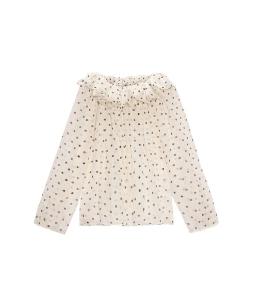 MSGM(エムエスジーエム)の「ポルカドット シフォン ラッフルブラウス(シャツ/ブラウス・レディース・ブラック・38)」の1枚目の写真