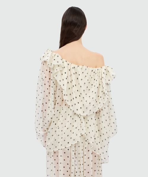 MSGM(エムエスジーエム)の「ポルカドット シフォン ラッフルブラウス(シャツ/ブラウス・レディース・ブラック・38)」の3枚目の写真