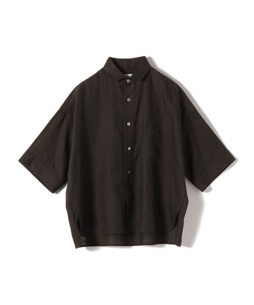 TICCA（ティッカ）の「TICCA:〈手洗い可能〉リネン 半袖 シャツ（シャツ/ブラウス・レディース・ベージュ系/ブラウン・ONE SIZE）」の2枚目の写真