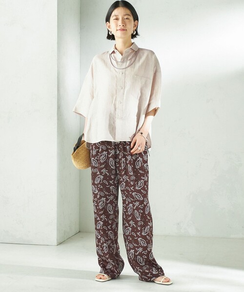 TICCA（ティッカ）の「TICCA:〈手洗い可能〉リネン 半袖 シャツ（シャツ/ブラウス・レディース・ベージュ系/ブラウン・ONE SIZE）」の7枚目の写真