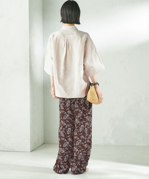 TICCA（ティッカ）の「TICCA:〈手洗い可能〉リネン 半袖 シャツ（シャツ/ブラウス・レディース・ベージュ系/ブラウン・ONE SIZE）」の9枚目の写真