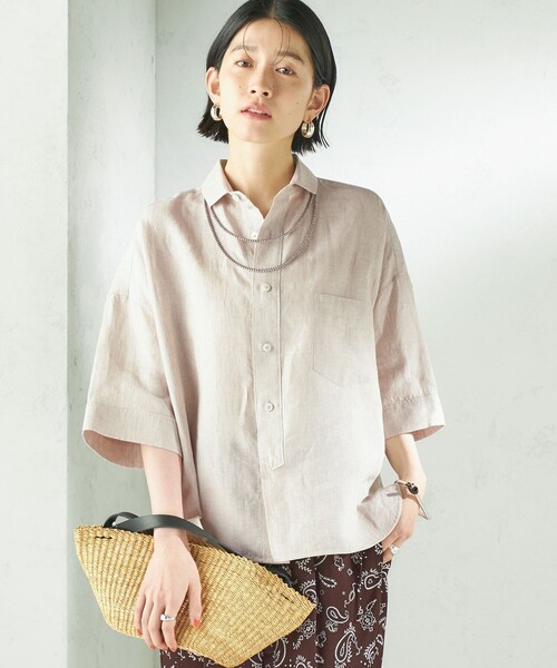 TICCA（ティッカ）の「TICCA:〈手洗い可能〉リネン 半袖 シャツ（シャツ/ブラウス・レディース・ベージュ系/ブラウン・ONE SIZE）」の11枚目の写真