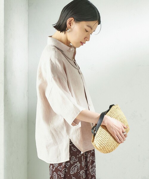 TICCA（ティッカ）の「TICCA:〈手洗い可能〉リネン 半袖 シャツ（シャツ/ブラウス・レディース・ベージュ系/ブラウン・ONE SIZE）」の14枚目の写真
