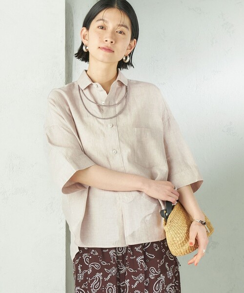 TICCA（ティッカ）の「TICCA:〈手洗い可能〉リネン 半袖 シャツ（シャツ/ブラウス・レディース・ベージュ系/ブラウン・ONE SIZE）」の15枚目の写真