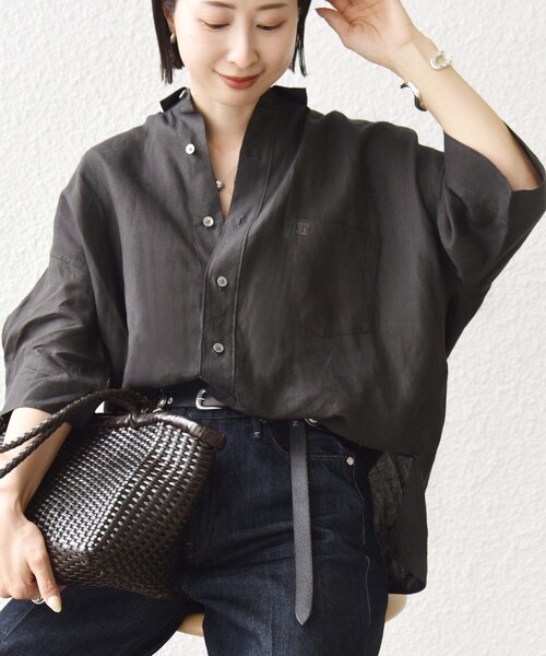 TICCA(ティッカ)の「TICCA:〈手洗い可能〉リネン 半袖 シャツ(シャツ/ブラウス・レディース・ベージュ系/ブラウン・ONE SIZE)」の20枚目の写真