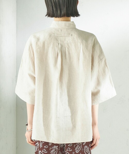TICCA（ティッカ）の「TICCA:〈手洗い可能〉リネン 半袖 シャツ（シャツ/ブラウス・レディース・ベージュ系/ブラウン・ONE SIZE）」の3枚目の写真