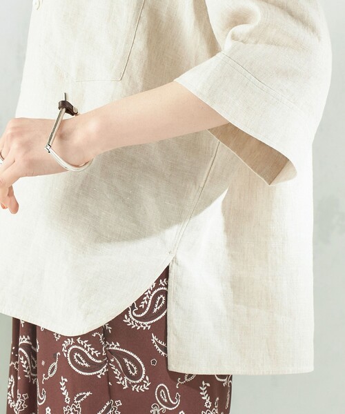 TICCA（ティッカ）の「TICCA:〈手洗い可能〉リネン 半袖 シャツ（シャツ/ブラウス・レディース・ベージュ系/ブラウン・ONE SIZE）」の5枚目の写真