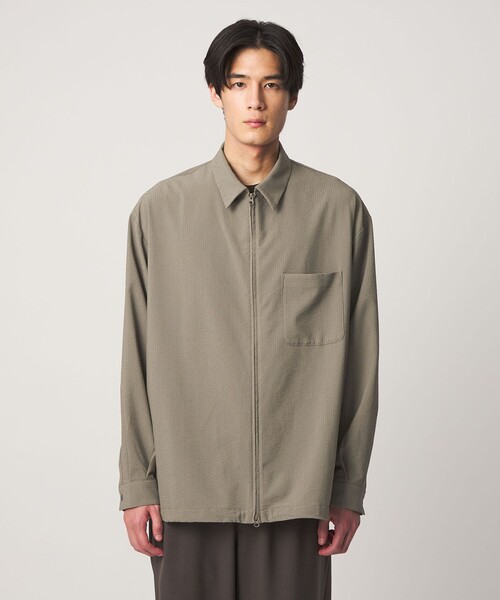 UNITED ARROWS(ユナイテッドアローズ)の「DotAir ドットエア サッカー ジップ シャツ 吸水速乾(シャツ/ブラウス・メンズ・ブラック/オリーブ・XL/L/M/S)」の8枚目の写真