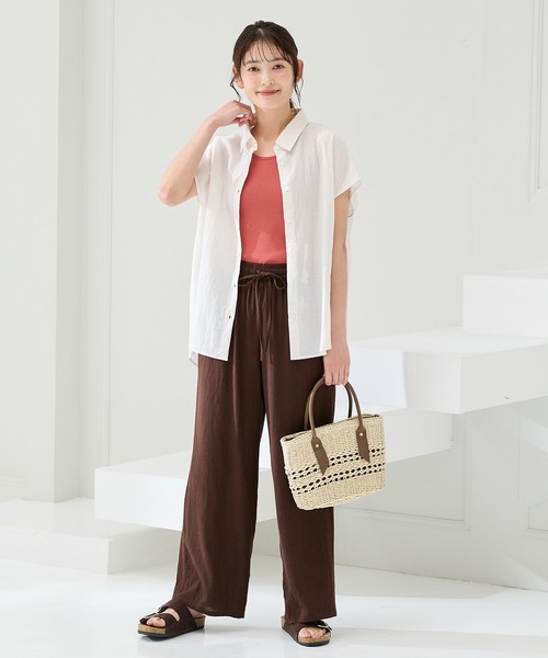 Honeys(ハニーズ)の「【接触冷感】麻混ゆるシャツ(シャツ/ブラウス・レディース・ブラック/アイボリー/ネイビー/オレンジ・L/LL/M)」の7枚目の写真