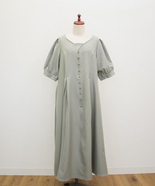 CLETTE(クレット)の「CLETTEオリジナルフロントボタンセミフレアワンピース(ワンピース・レディース・ライトベージュ/ネイビー/グリーン・4L/3L/LL)」の13枚目の写真