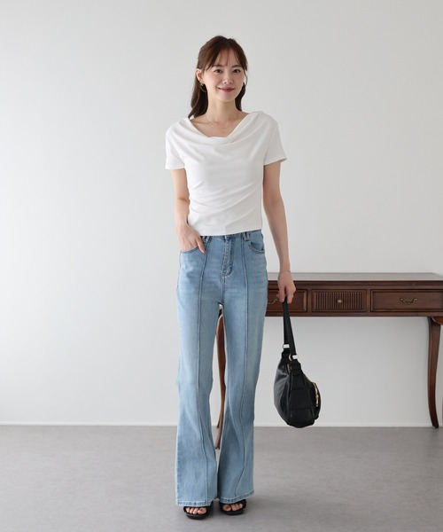 BLUEEAST(ブルーイースト)の「ドレープネックカットソー(Tシャツ/カットソー・レディース・ピンク/ホワイト/ブルー/ブラック・MEDIUM)」の8枚目の写真