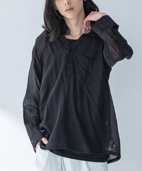 MDR（エムディアール）の「スキッパーシアーシャツ（シャツ/ブラウス・メンズ・ブルー/オフホワイト/ブラック・L/M）」の2枚目の写真
