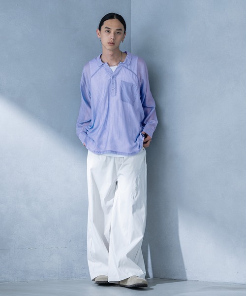 MDR（エムディアール）の「スキッパーシアーシャツ（シャツ/ブラウス・メンズ・ブルー/オフホワイト/ブラック・L/M）」の19枚目の写真