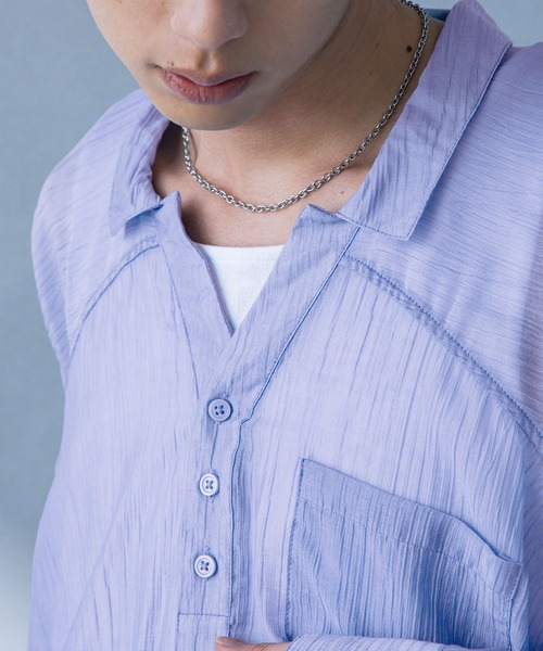 MDR（エムディアール）の「スキッパーシアーシャツ（シャツ/ブラウス・メンズ・ブルー/オフホワイト/ブラック・L/M）」の14枚目の写真