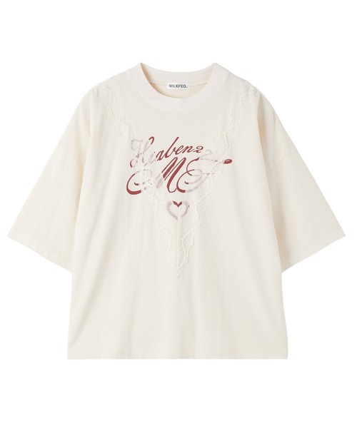 MILKFED.(ミルクフェド)の「LACE S/S TOP(Tシャツ/カットソー・レディース・オフホワイト/グレー/ブラック・ONE SIZE)」の9枚目の写真