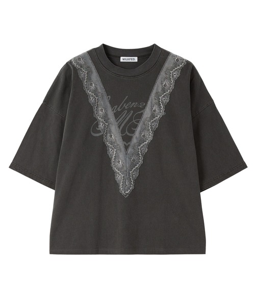 MILKFED.(ミルクフェド)の「LACE S/S TOP(Tシャツ/カットソー・レディース・オフホワイト/グレー/ブラック・ONE SIZE)」の13枚目の写真