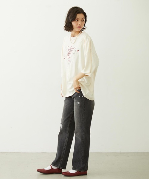 MILKFED.(ミルクフェド)の「LACE S/S TOP(Tシャツ/カットソー・レディース・オフホワイト/グレー/ブラック・ONE SIZE)」の6枚目の写真