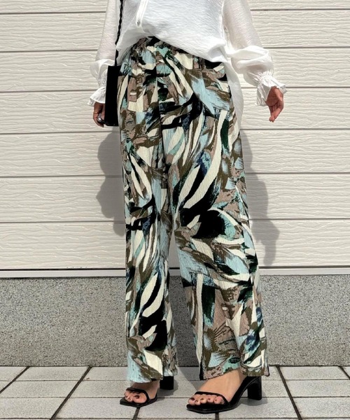 Q(キュー)の「プリーツリーフ柄PT(その他パンツ・レディース・ブルー系その他/ブラック系その他・MEDIUM)」の19枚目の写真