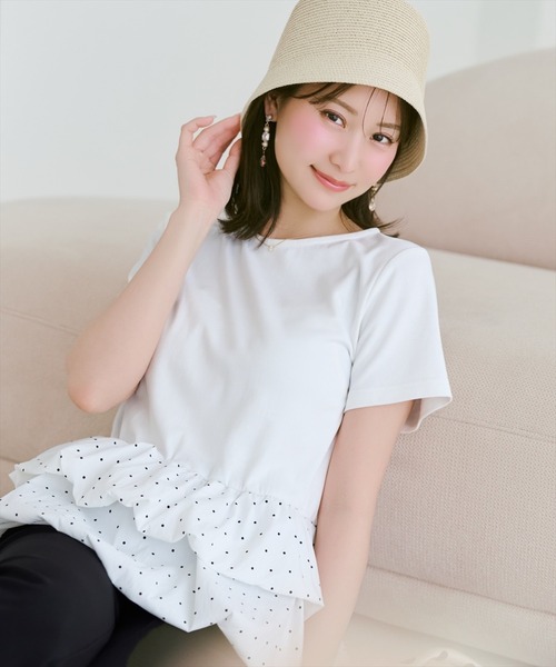 WILLSELECTION（ウィルセレクション）の「ドットバルーンヘムペプラムトップス（Tシャツ/カットソー・レディース・ブラック/オフホワイト・FREE）」の15枚目の写真