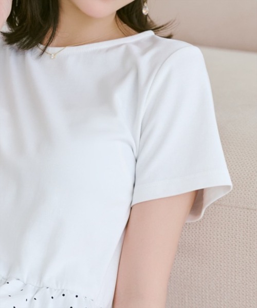 WILLSELECTION（ウィルセレクション）の「ドットバルーンヘムペプラムトップス（Tシャツ/カットソー・レディース・ブラック/オフホワイト・FREE）」の4枚目の写真