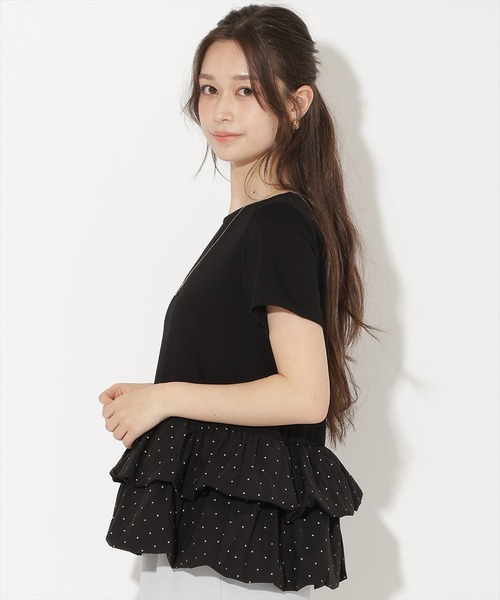 WILLSELECTION（ウィルセレクション）の「ドットバルーンヘムペプラムトップス（Tシャツ/カットソー・レディース・ブラック/オフホワイト・FREE）」の9枚目の写真
