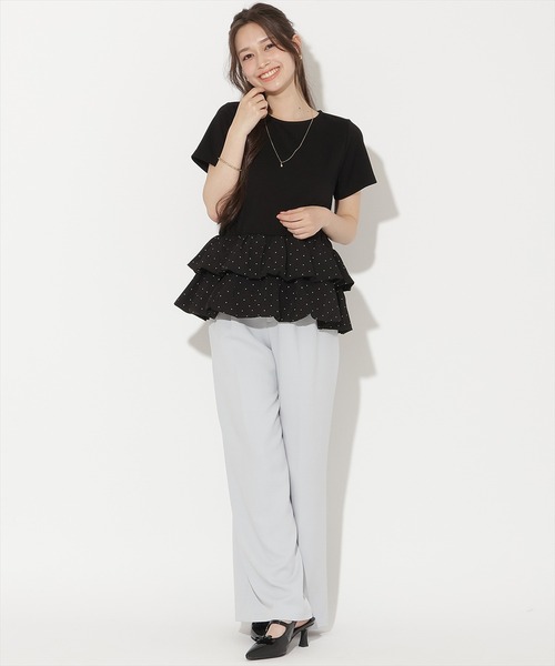 WILLSELECTION（ウィルセレクション）の「ドットバルーンヘムペプラムトップス（Tシャツ/カットソー・レディース・ブラック/オフホワイト・FREE）」の14枚目の写真