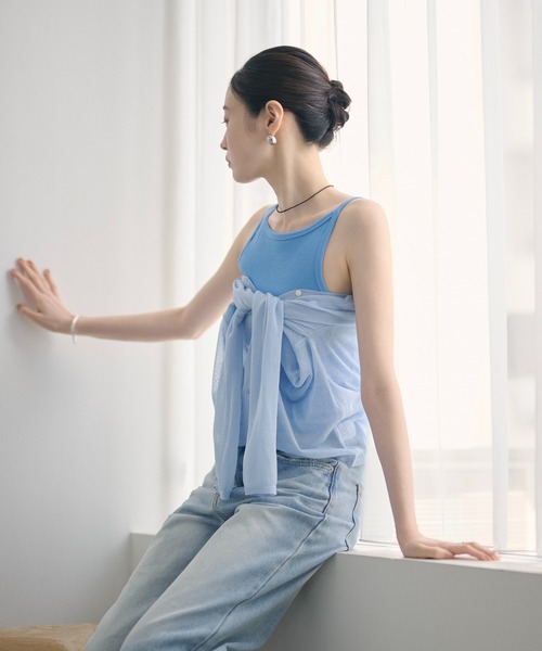 LAULEN(ローレン)の「sheer v neck cardigan /シアーVネックカーディガン(カーディガン/ボレロ・レディース・レッド/オレンジ/ブルー/ピンク/グリーン・FREE)」の1枚目の写真