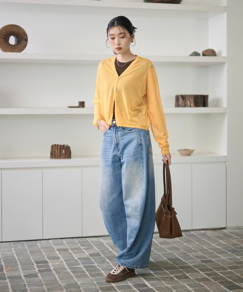 LAULEN（ローレン）の「sheer v neck cardigan /シアーVネックカーディガン（カーディガン/ボレロ・レディース・レッド/オレンジ/ブルー/ピンク/グリーン・FREE）」の17枚目の写真