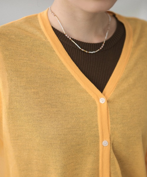 LAULEN（ローレン）の「sheer v neck cardigan /シアーVネックカーディガン（カーディガン/ボレロ・レディース・レッド/オレンジ/ブルー/ピンク/グリーン・FREE）」の18枚目の写真
