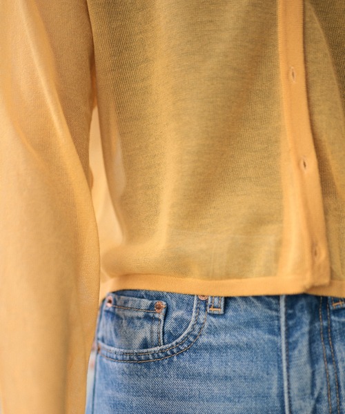 LAULEN（ローレン）の「sheer v neck cardigan /シアーVネックカーディガン（カーディガン/ボレロ・レディース・レッド/オレンジ/ブルー/ピンク/グリーン・FREE）」の20枚目の写真