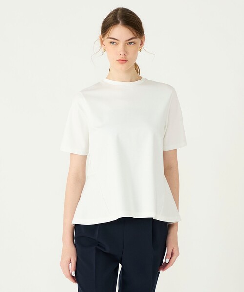 BALLSEY(ボールジィ)の「スーピマモクロディ ペプラムTシャツ(Tシャツ/カットソー・レディース・ベージュ/ブラック/ホワイト/ブルー・S)」の10枚目の写真