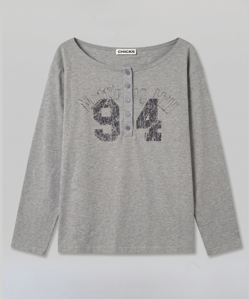 CHICKS(チックス)の「ノッティングヒル ヘンリーネック ワンショルダー 長袖 メランジ(Tシャツ/カットソー・レディース・ライトグレー・ONE SIZE)」の4枚目の写真