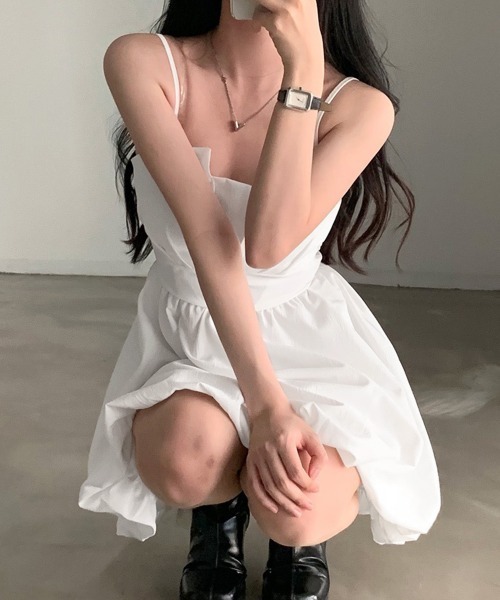 Miniministore（ミニミニストア）の「バルーンキャミワンピース韓国風ミニワンピ（ワンピース・レディース・ブラック/ホワイト・FREE）」の5枚目の写真