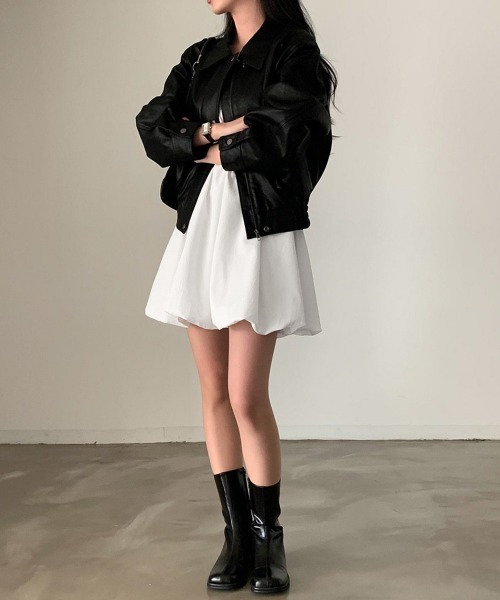 Miniministore（ミニミニストア）の「バルーンキャミワンピース韓国風ミニワンピ（ワンピース・レディース・ブラック/ホワイト・FREE）」の7枚目の写真