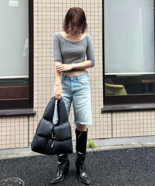 BLOOMING CHARM(ブルーミングチャーム)の「Ballet Neck Top(Tシャツ/カットソー・レディース・サックスブルー系/ピンク/ブラック/グレー・FREE)」の16枚目の写真