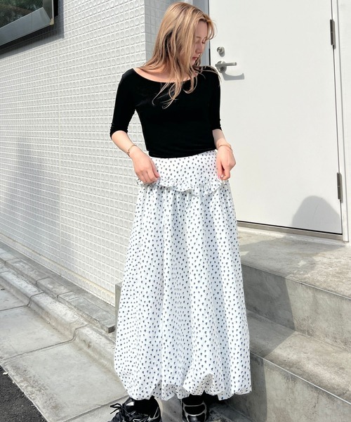 BLOOMING CHARM(ブルーミングチャーム)の「Ballet Neck Top(Tシャツ/カットソー・レディース・サックスブルー系/ピンク/ブラック/グレー・FREE)」の17枚目の写真