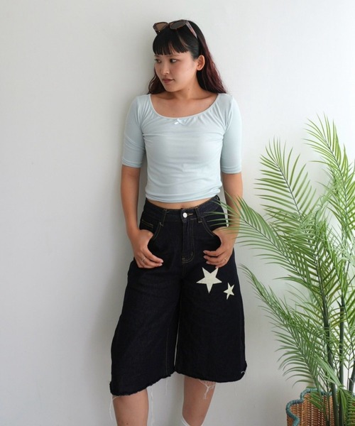 BLOOMING CHARM(ブルーミングチャーム)の「Ballet Neck Top(Tシャツ/カットソー・レディース・サックスブルー系/ピンク/ブラック/グレー・FREE)」の7枚目の写真