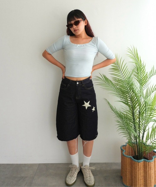 BLOOMING CHARM(ブルーミングチャーム)の「Ballet Neck Top(Tシャツ/カットソー・レディース・サックスブルー系/ピンク/ブラック/グレー・FREE)」の9枚目の写真