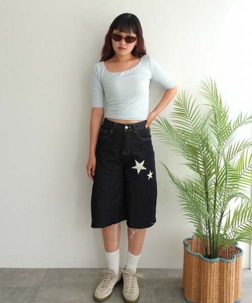 BLOOMING CHARM(ブルーミングチャーム)の「Ballet Neck Top(Tシャツ/カットソー・レディース・サックスブルー系/ピンク/ブラック/グレー・FREE)」の10枚目の写真