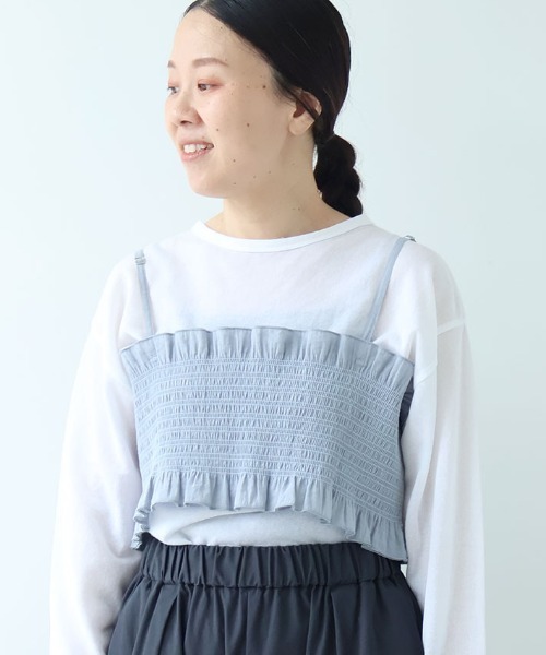 Cotton Nylon sheer shirring bistier（キャミソール）｜yuni（ユニ 