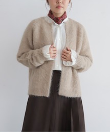 アルパカシャギー ショートカーディガン