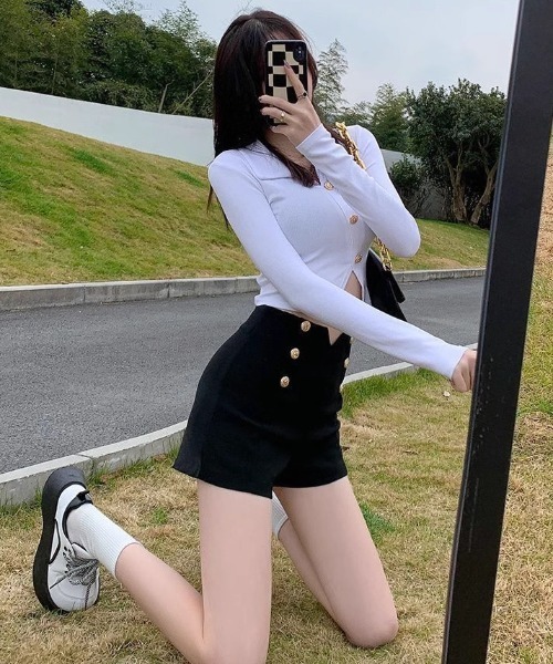 NoBelle(ノベル)の「マリンハイウエストショートパンツ(その他パンツ・レディース・ブラック・FREE)」の2枚目の写真