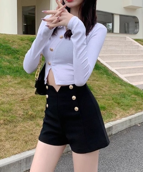 NoBelle(ノベル)の「マリンハイウエストショートパンツ(その他パンツ・レディース・ブラック・FREE)」の4枚目の写真