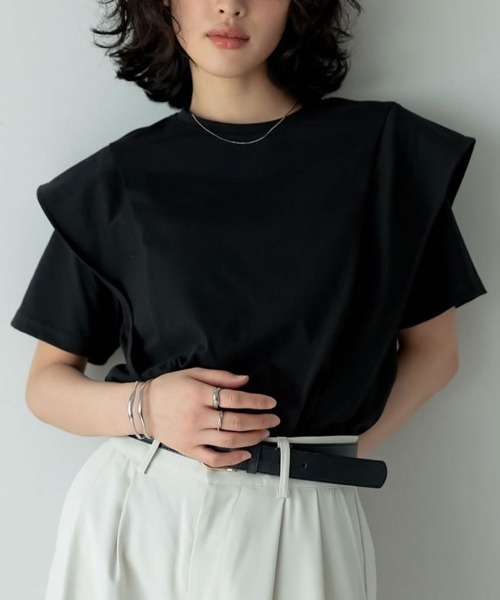 Flugge(フラッジー)の「ドッキングデザインTシャツ(Tシャツ/カットソー・レディース・ブラック/ホワイト・FREE)」の1枚目の写真
