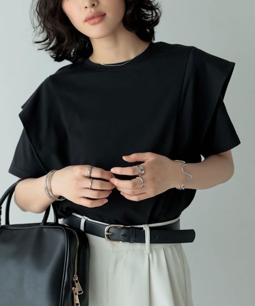 Flugge(フラッジー)の「ドッキングデザインTシャツ(Tシャツ/カットソー・レディース・ブラック/ホワイト・FREE)」の5枚目の写真